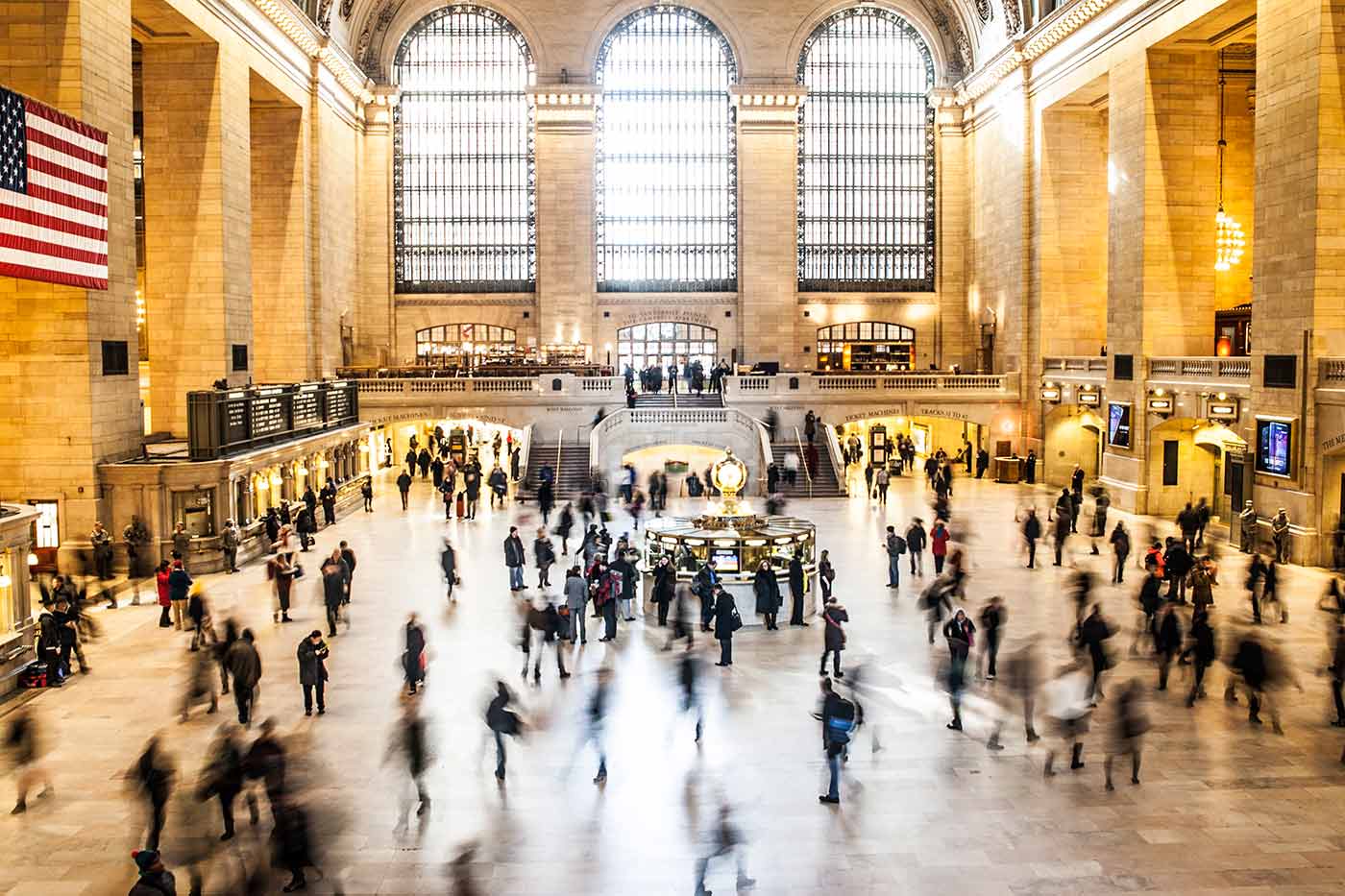 People in train station.